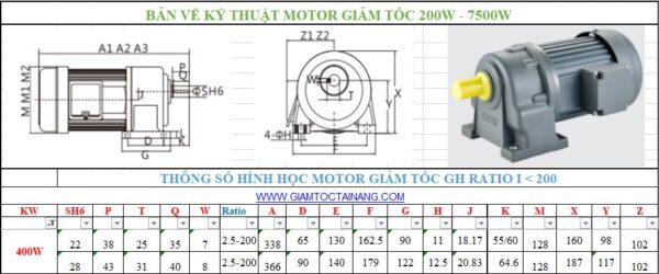 Giảm tốc 1 pha 0.4kw-0.5hp