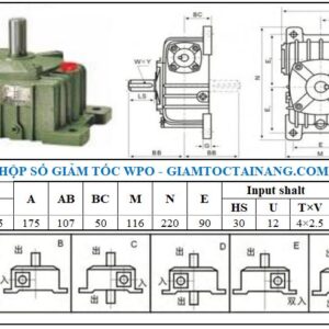 Thông số kỹ thuật hộp số WPO size 50