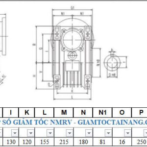 Thông số hộp số NMRV size 130