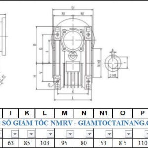 Thông số hộp số NMRV size 63