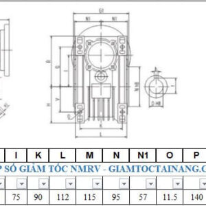 Thông số hộp số NMRV size 75