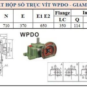 Thông số kỹ thuật hộp số WPDO size 200