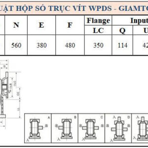 Thông số kỹ thuật hộp số WPDS size 250