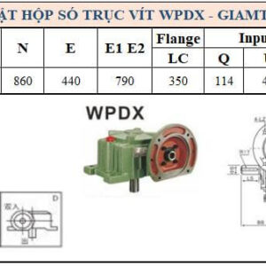 Thông số kỹ thuật hộp số WPDX size 250