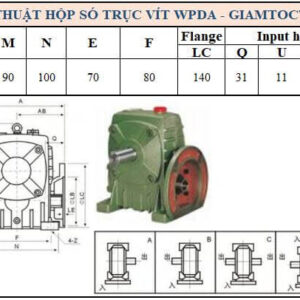 Thông số kỹ thuật hộp số WPDA size 40