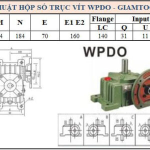 Thông số kỹ thuật hộp số WPDO size 40