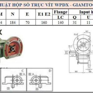 Thông số kỹ thuật hộp số WPDX size 40