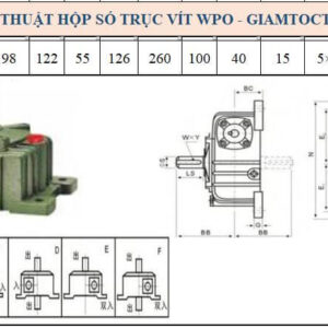 Thông số kỹ thuật hộp số WPO size 60