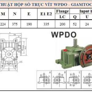 Thông số kỹ thuật hộp số WPDO size 100