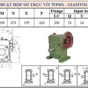 Thông số kỹ thuật hộp số WPDS size 100