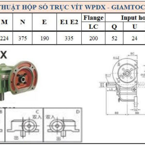 Thông số kỹ thuật hộp số WPDX size 100