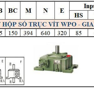 Thông số kỹ thuật hộp số WPO size 175