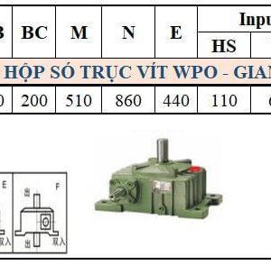 Thông số kỹ thuật hộp số WPO size 250