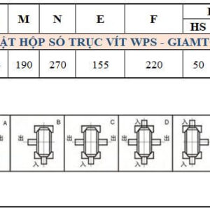 Thông số kỹ thuật hộp số WPS size 100