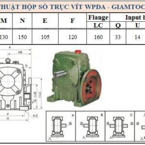 Thông số kỹ thuật hộp số WPDA size 60