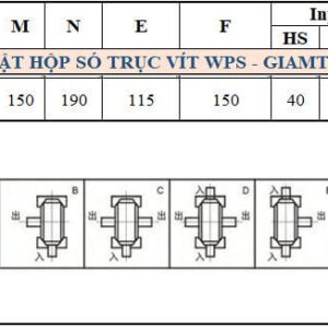 Thông số kỹ thuật hộp số WPS size 70