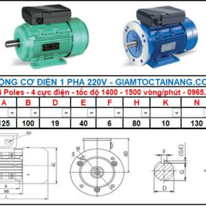 Motor điện 1 pha 0.55KW 0.75HP-4 Poles