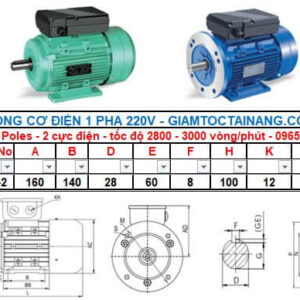 Motor điện 1 pha 1.5KW 2HP-2 Poles