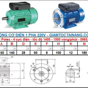 Motor điện 1 pha 1.5KW 2HP-4 Poles