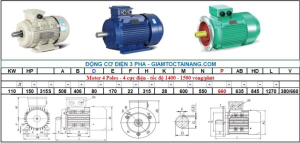 Motor điện 3 pha 110KW 4Poles