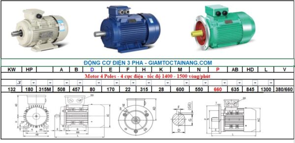 Motor điện 3 pha 132KW 4Poles