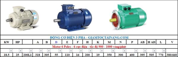 Motor điện 3 pha 18.5KW 6Poles